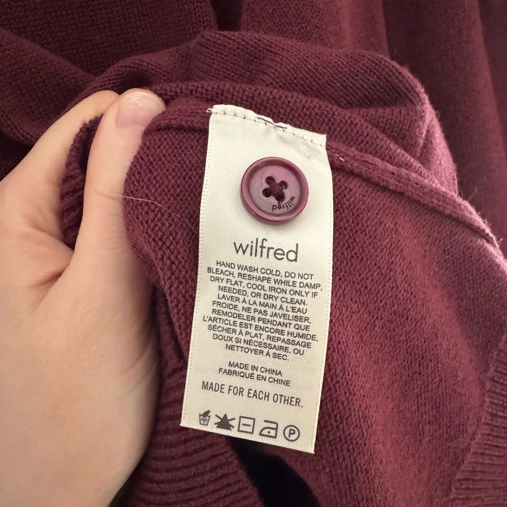 Aritzia Wilfred Moonrise Cardigan Spiced Burgundy Size Large NWOT - Picture 4 of 10
